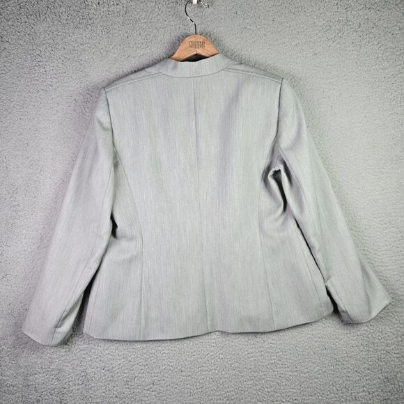 Antonio Melani Light Grey Herringbone Blazer 14 Single Button Career Tailored - Picture 2 of 12